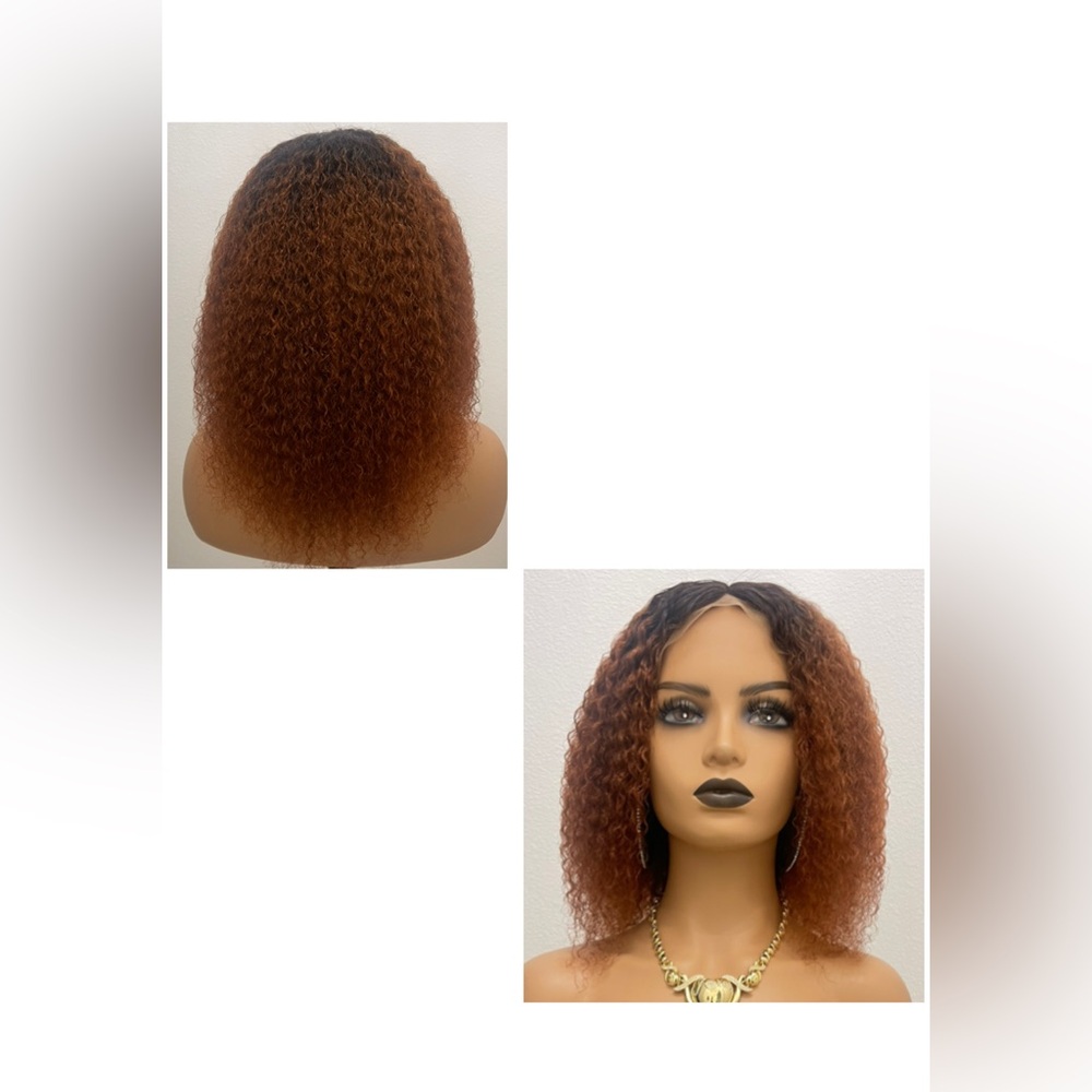 12” 13x4 Lace Front Ombre Wig, Customized Color: Similar to 1B/Auburn